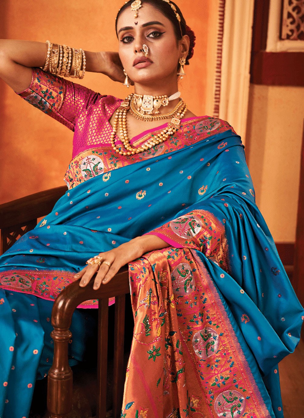 Classic Swarovski Banarasi Silk Saree - S6392