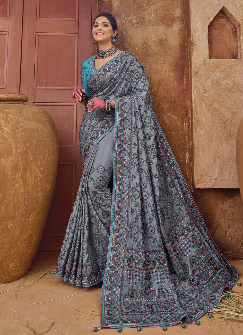 Classic Diamond Banarasi Silk Saree - S3758