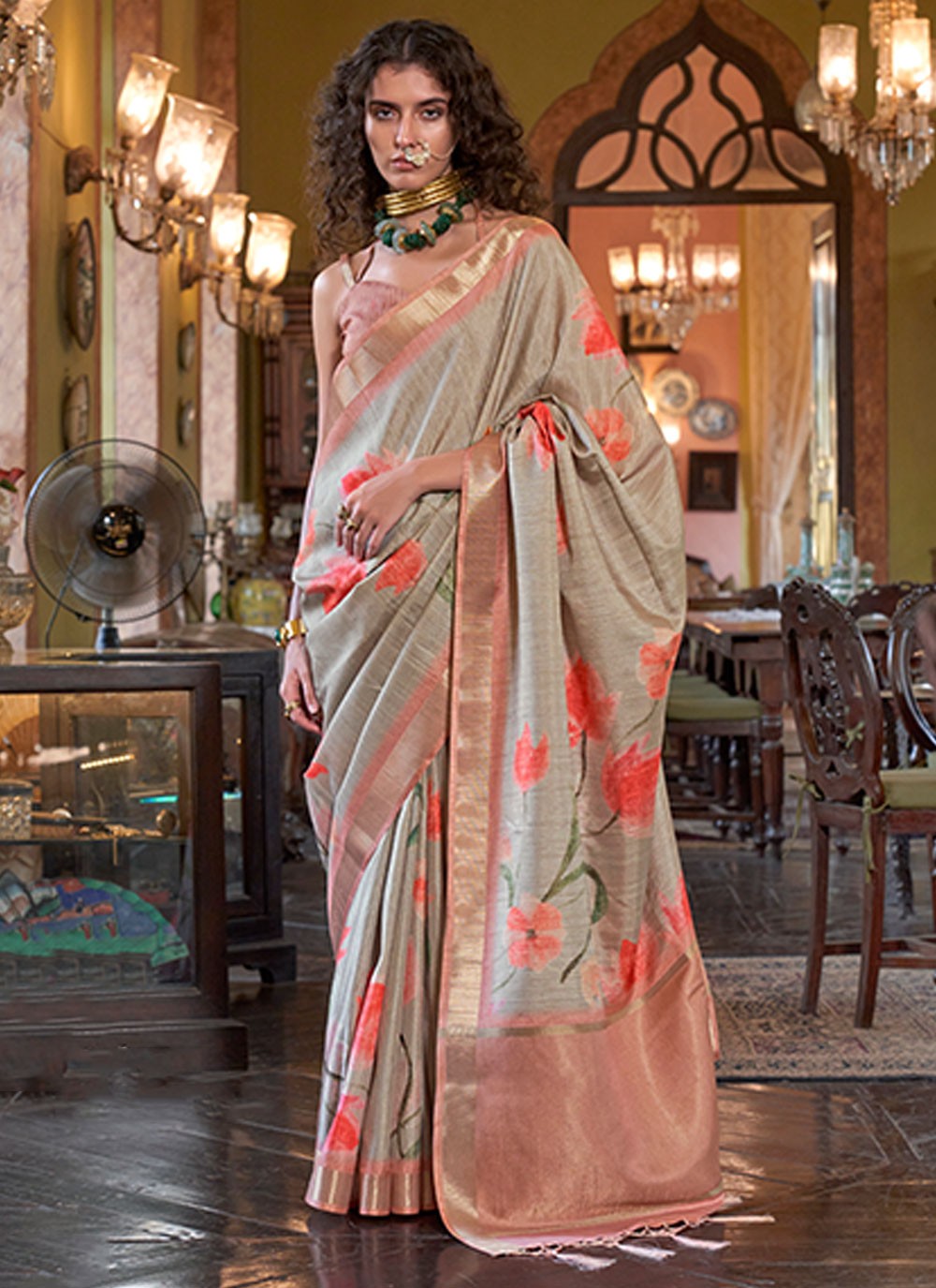 Casual Digital Print Banarasi Silk Saree - S6101