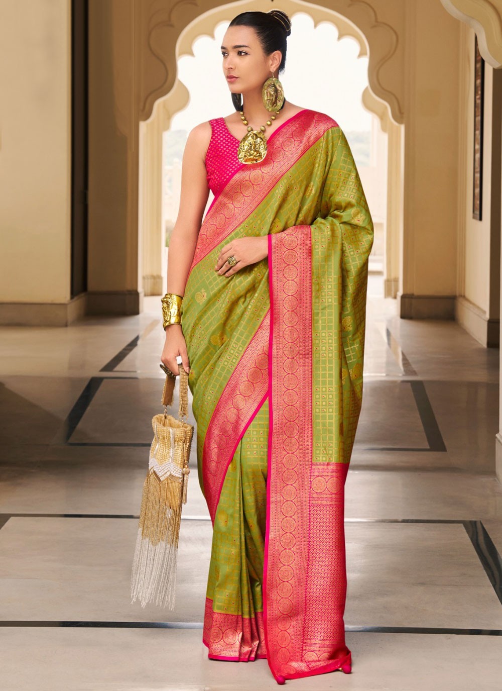 Classic Weaving Zari Banarasi Silk Beige Saree - S11078