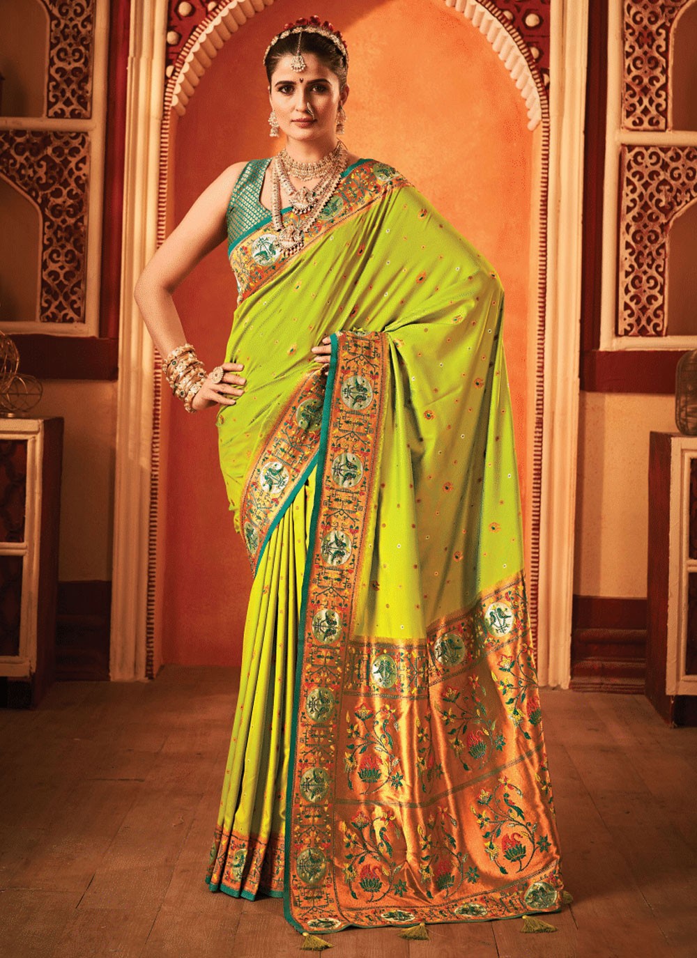 Classic Swarovski Banarasi Silk Saree - S6392