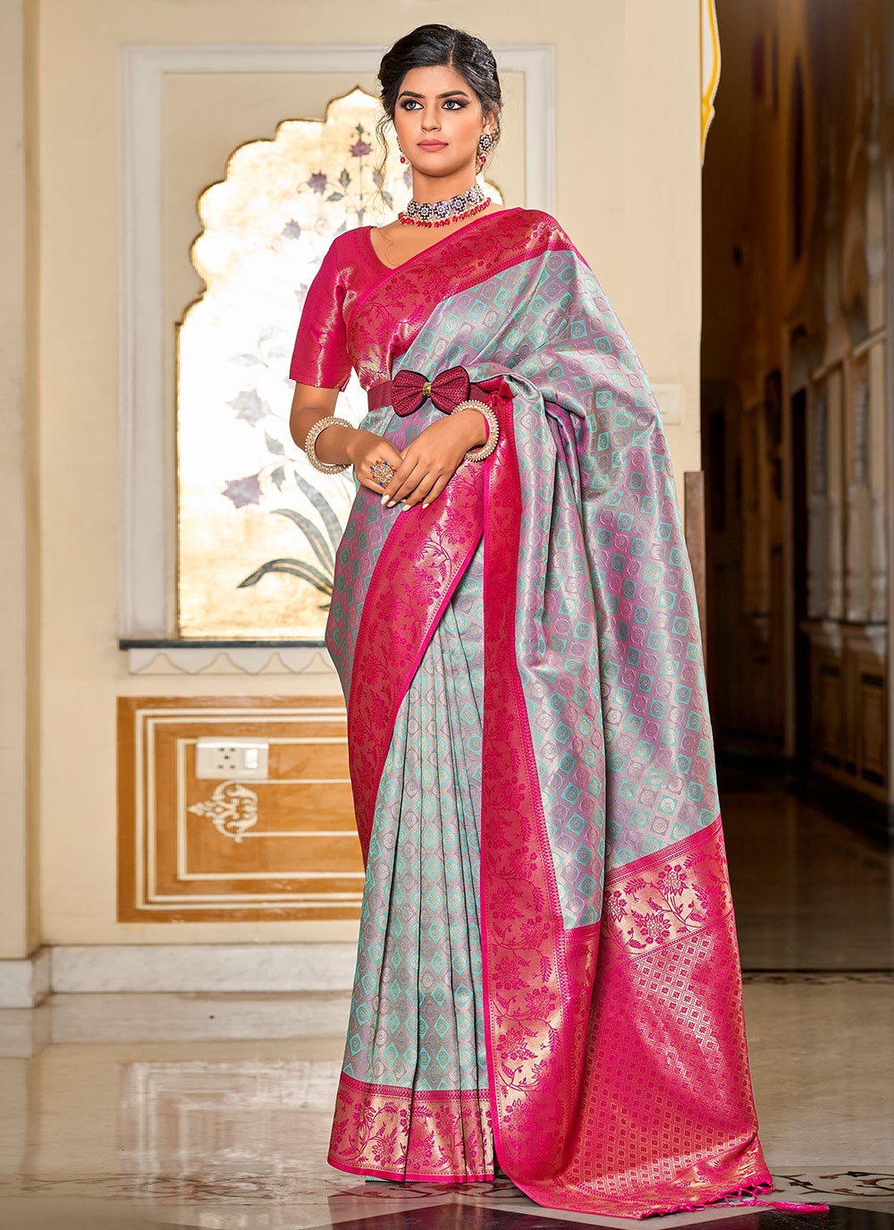 Contemporary Jacquard Work Banarasi Silk Saree - S2563