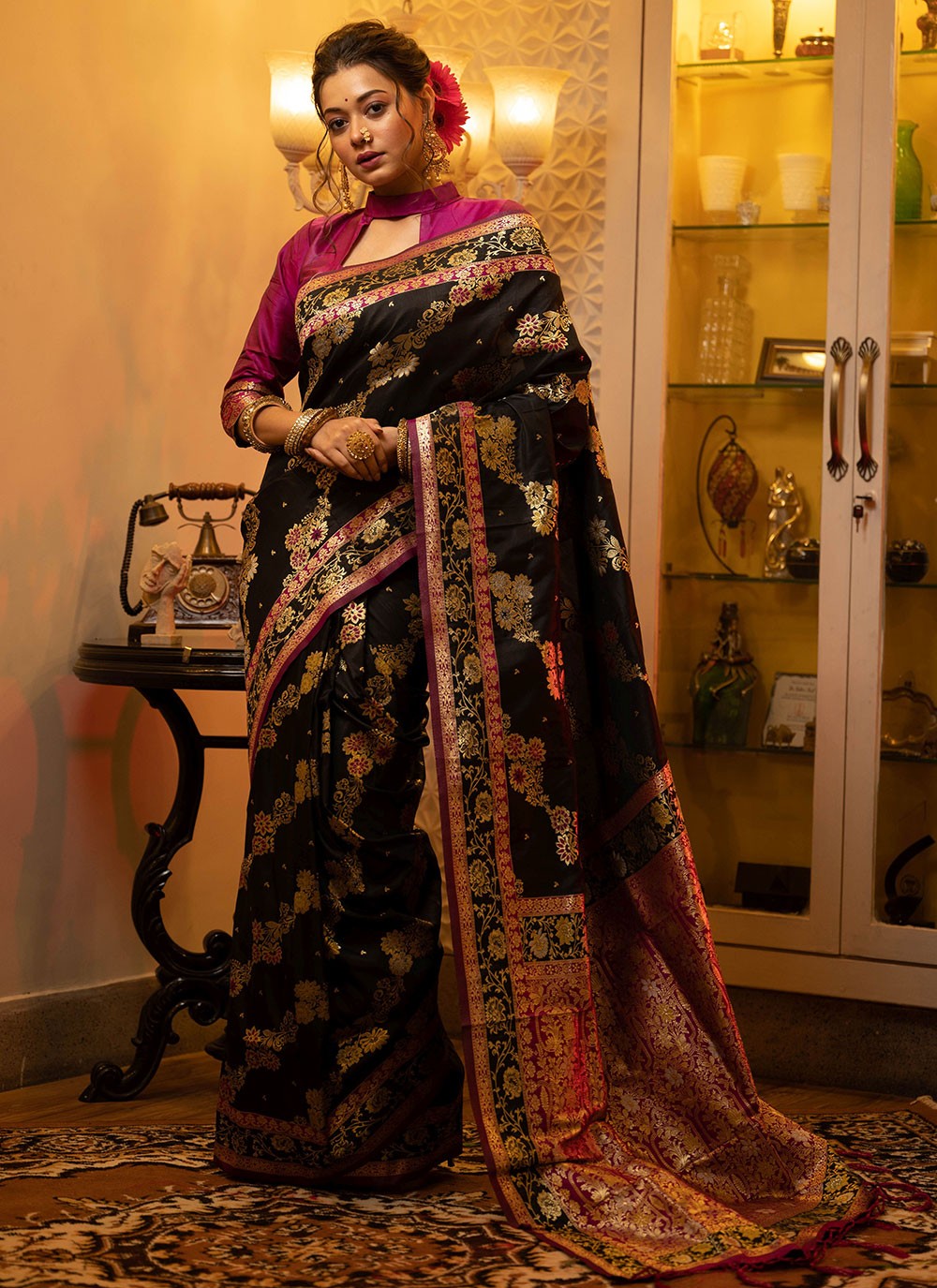 Traditional Weaving Zari Banarasi Silk Saree - S2245