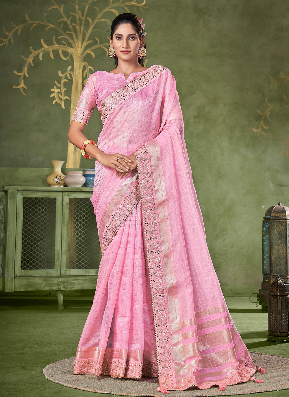 Classic Strips Banarasi Silk Saree - S6738