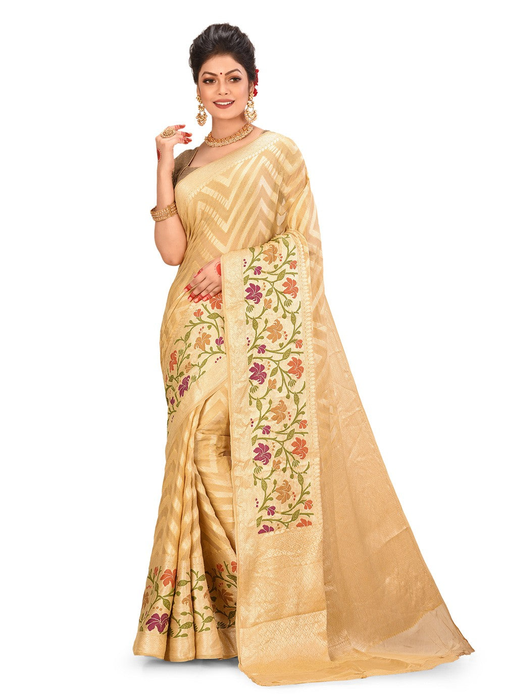 Contemporary Weaving Zari Banarasi Silk Saree - S0376