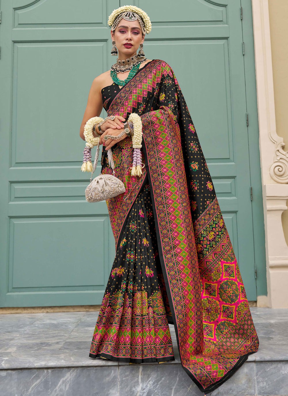 Kashmiri, Meenakari, Weaving Zari Banarasi Silk Saree - S12074