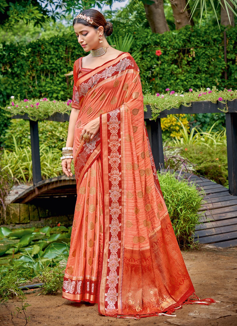 Traditional Embroidered Banarasi Silk Saree - S1525