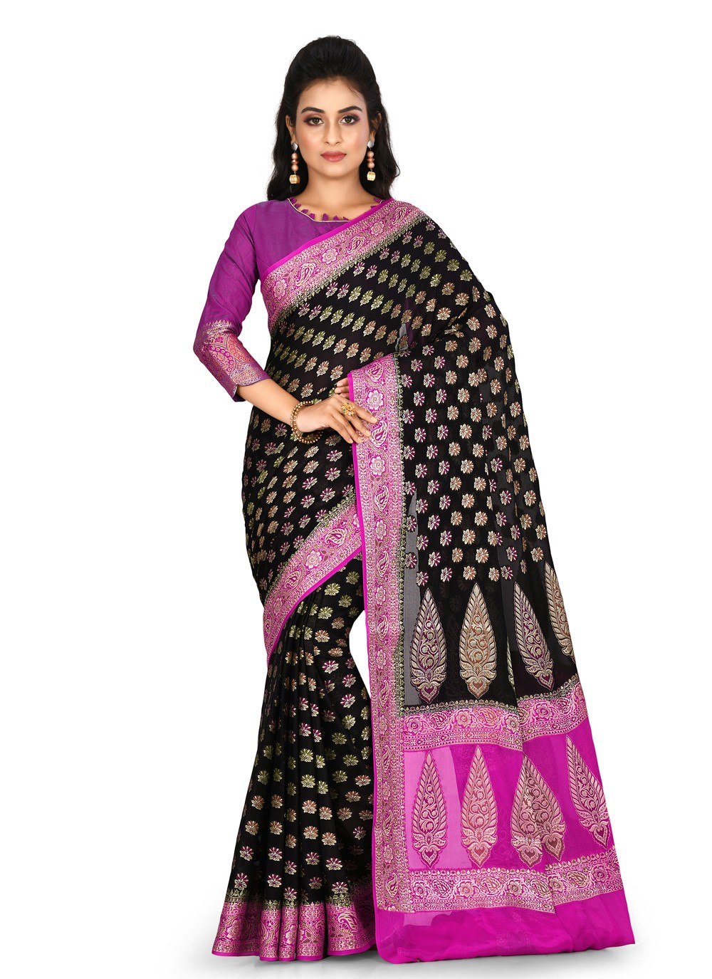 Contemporary Weaving Zari Banarasi Silk Saree - S0376