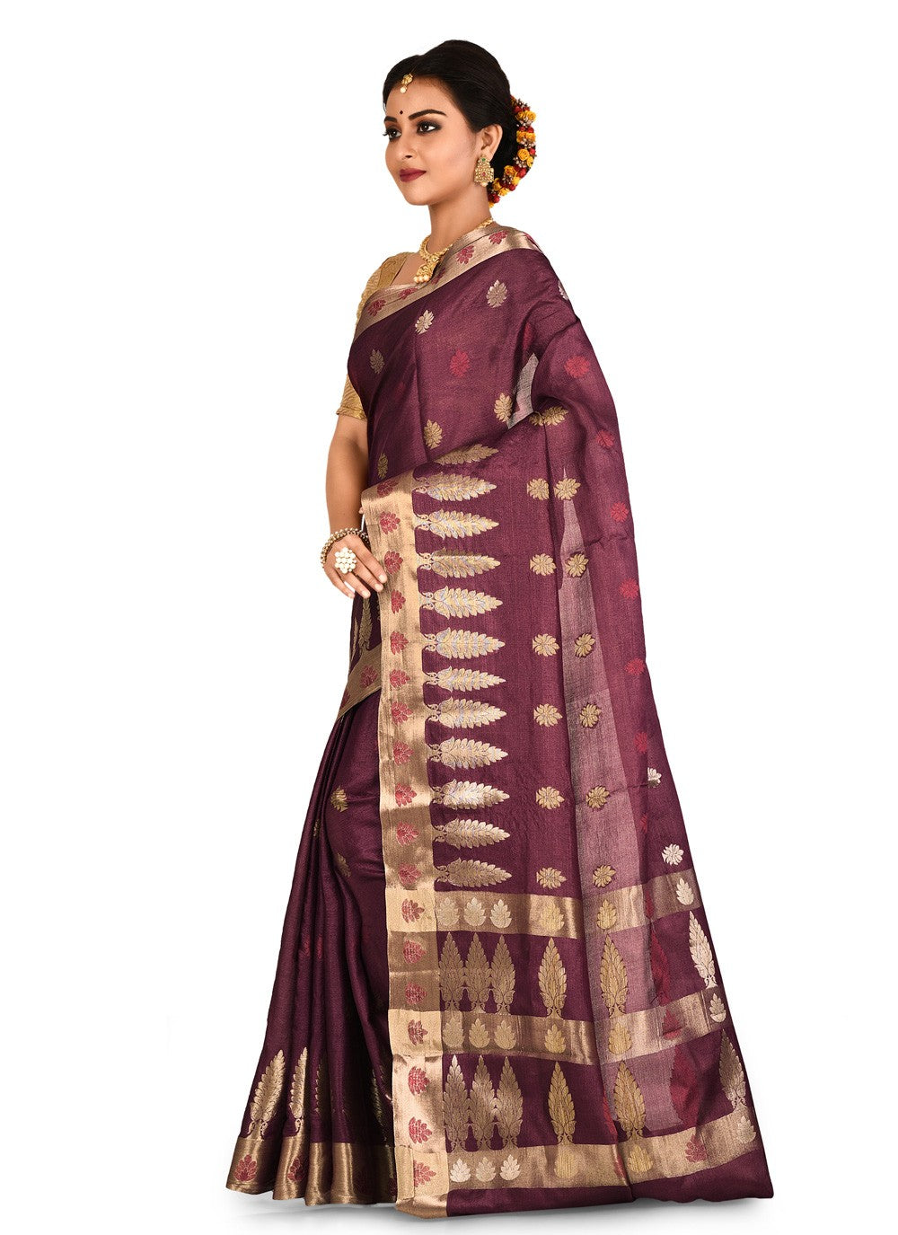 Contemporary Weaving Zari Banarasi Silk Saree - S0376