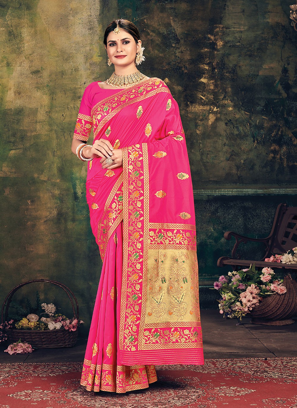 Traditional Weaving Zari Banarasi Silk Saree - S1050