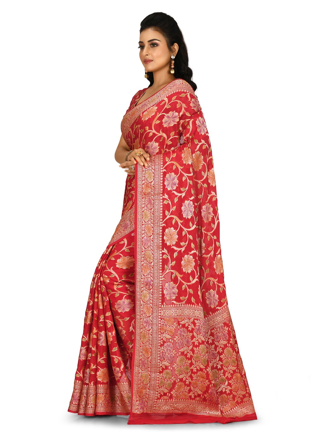 Contemporary Weaving Zari Banarasi Silk Saree - S0376