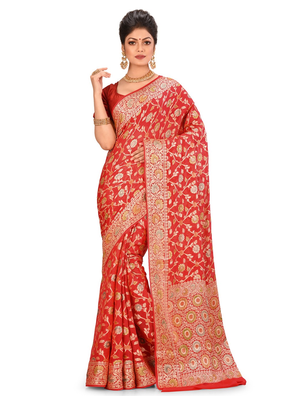 Contemporary Weaving Zari Banarasi Silk Saree - S0376