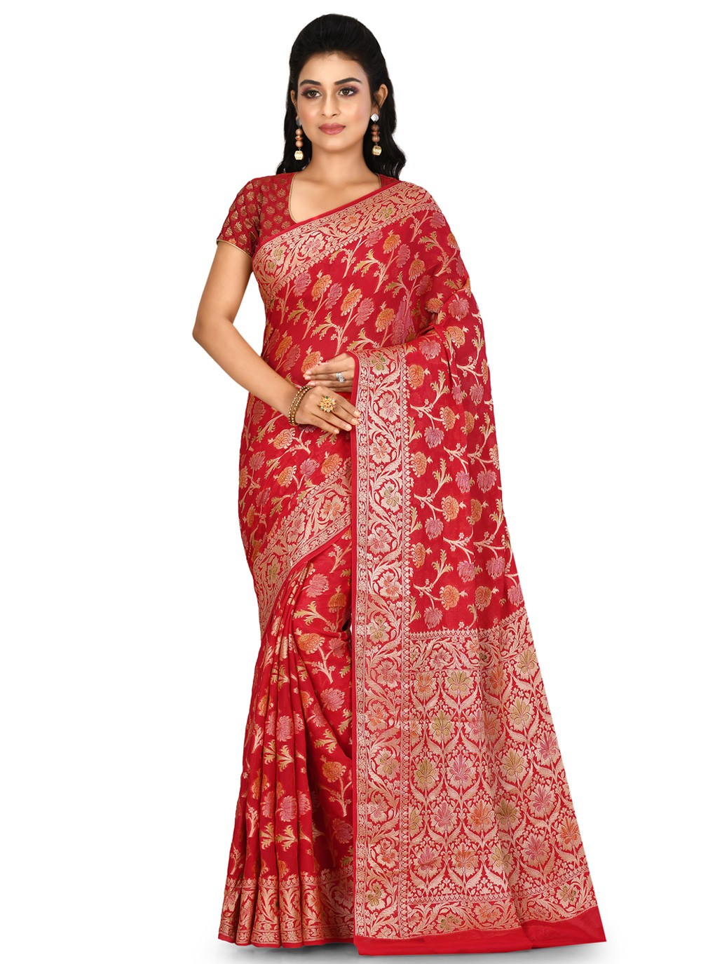 Contemporary Weaving Zari Banarasi Silk Saree - S0376