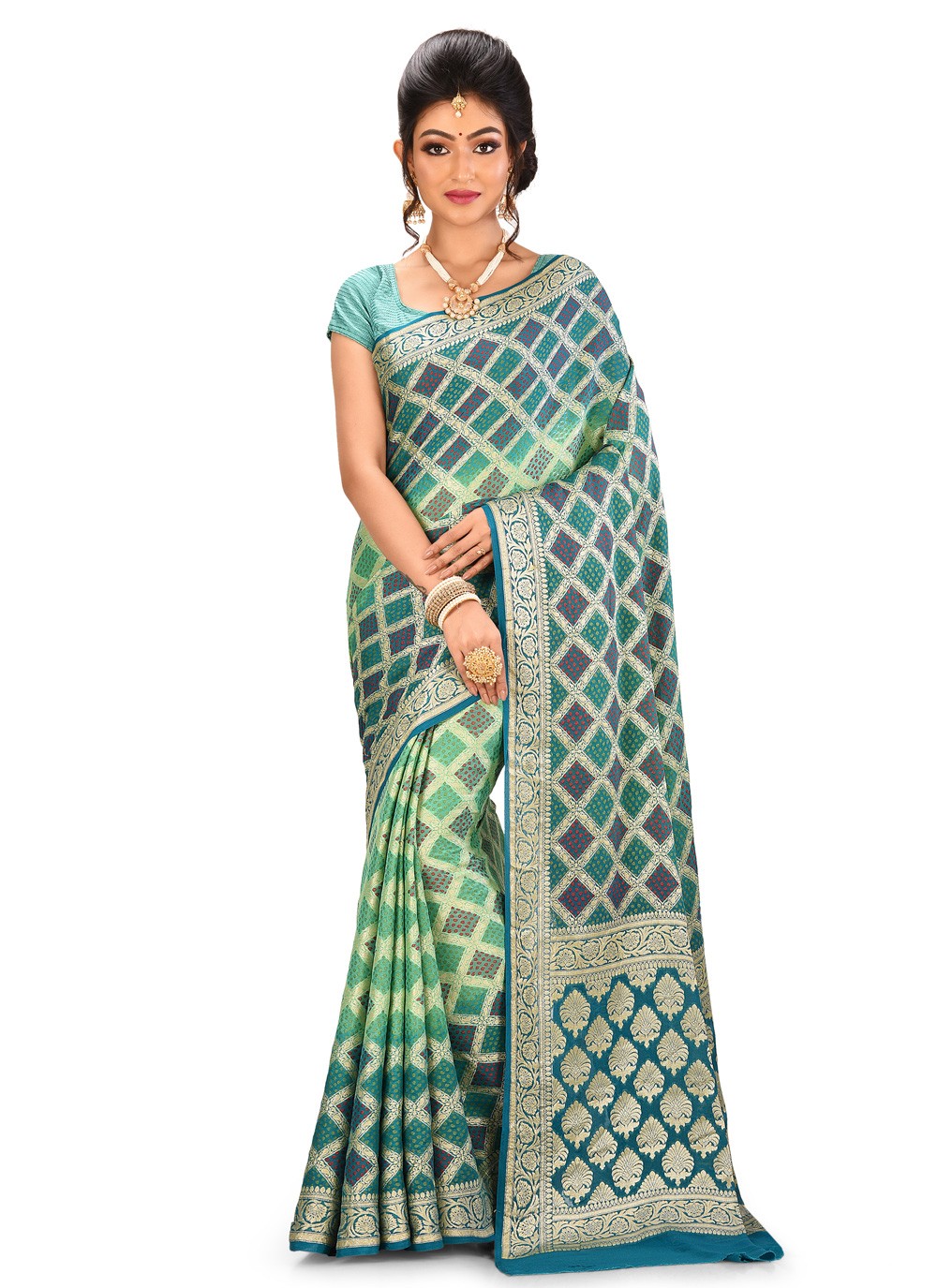 Contemporary Weaving Zari Banarasi Silk Saree - S0376