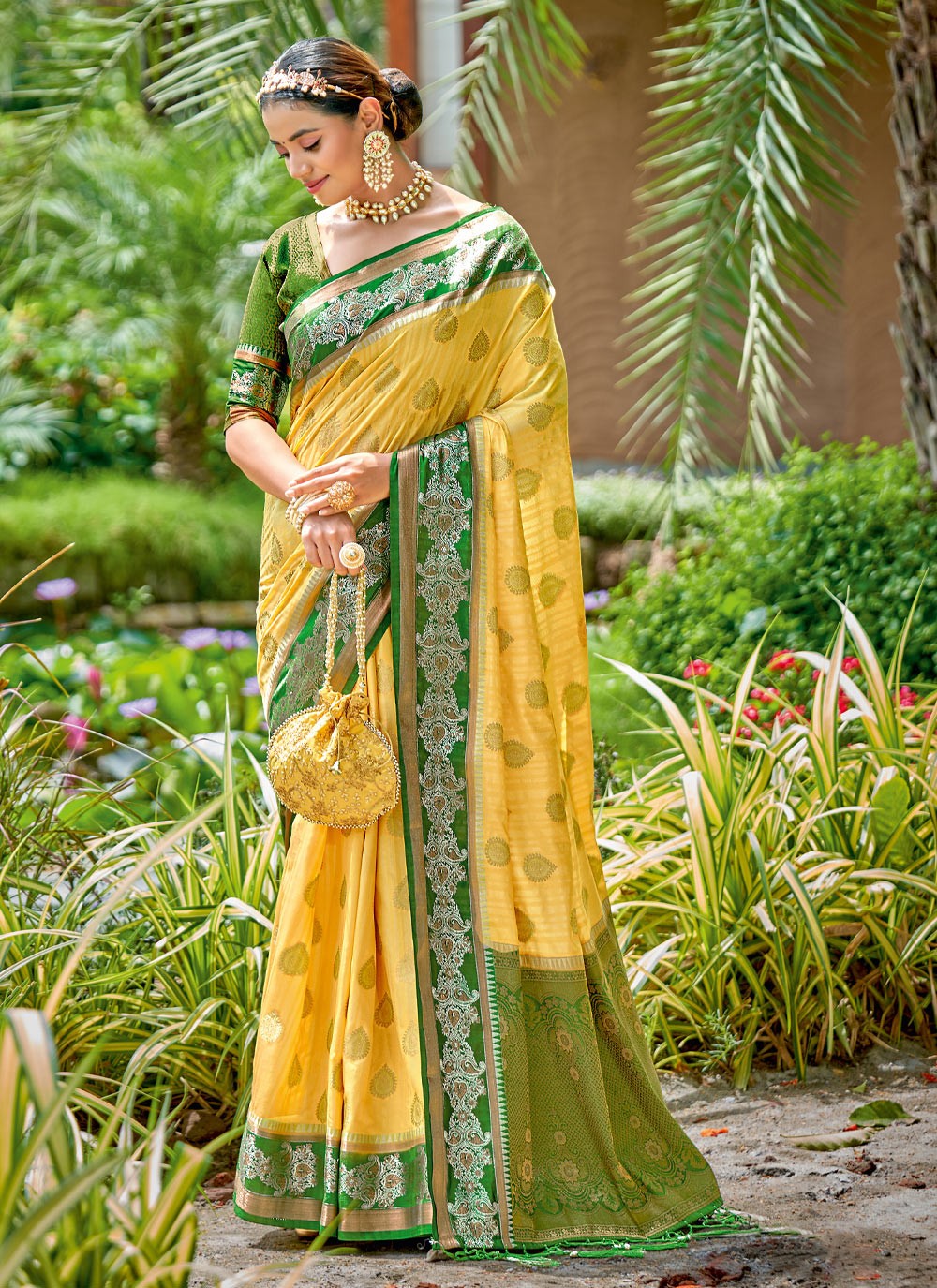 Traditional Embroidered Banarasi Silk Saree - S1525