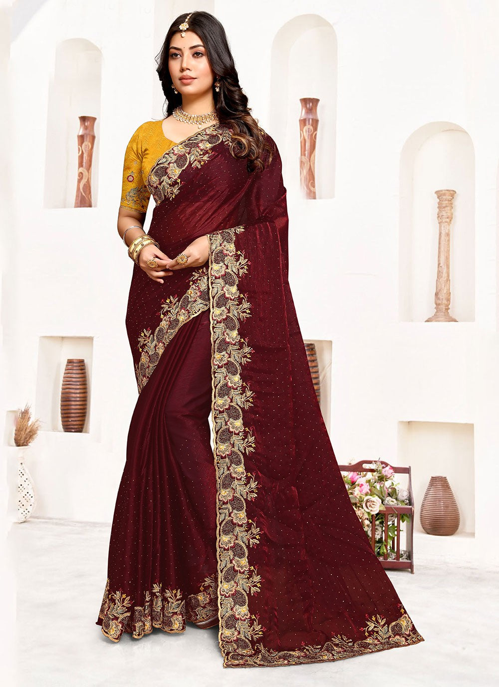 Classic Embroidered Georgette Saree - S6111