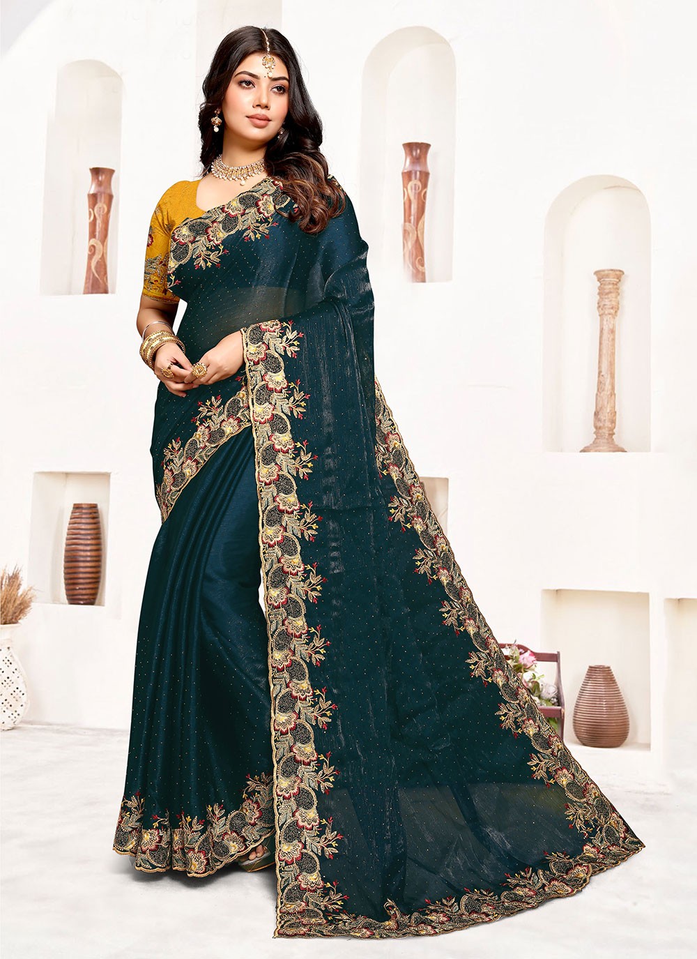 Classic Embroidered Georgette Saree - S6111