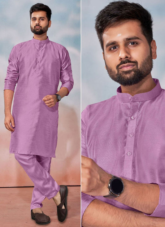 Plain Banglori Silk Lavender Kurta Pyjama - M8242