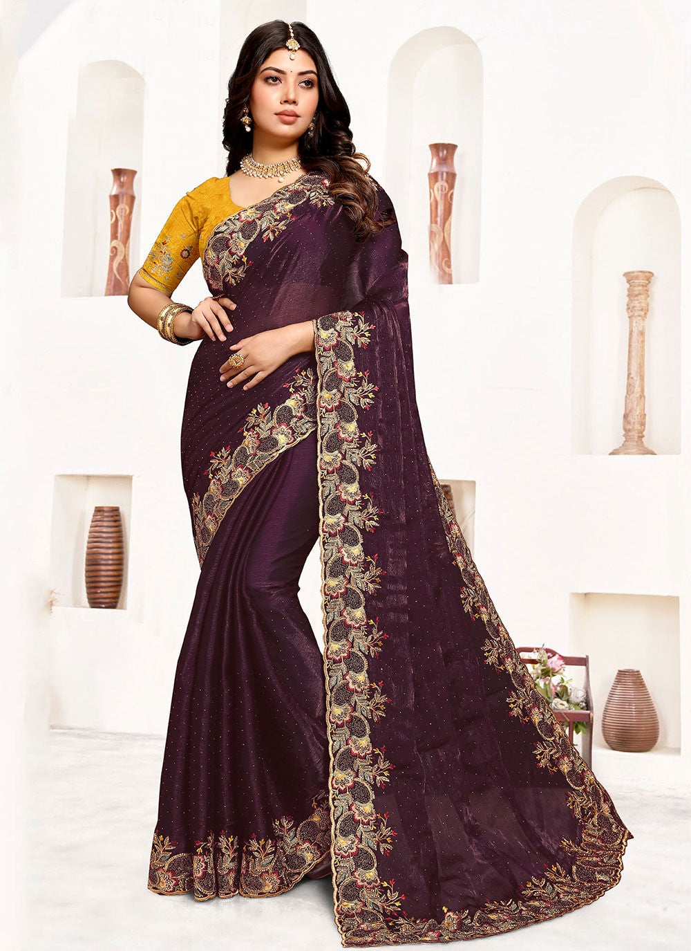 Classic Embroidered Georgette Saree - S6111