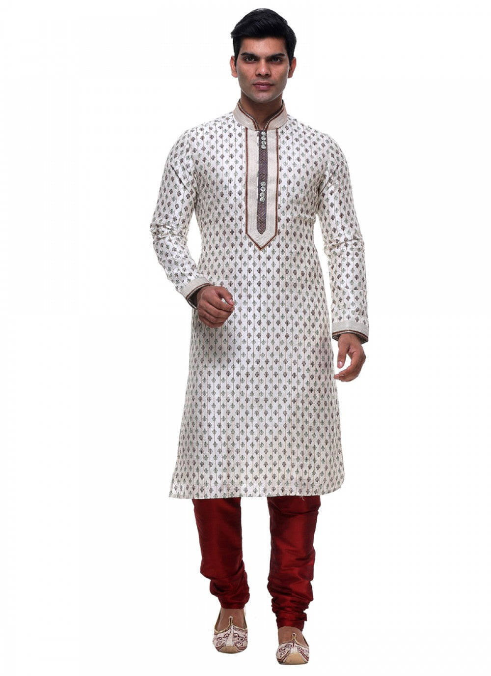 Plain Silk Cream Kurta Pyjama - M1006