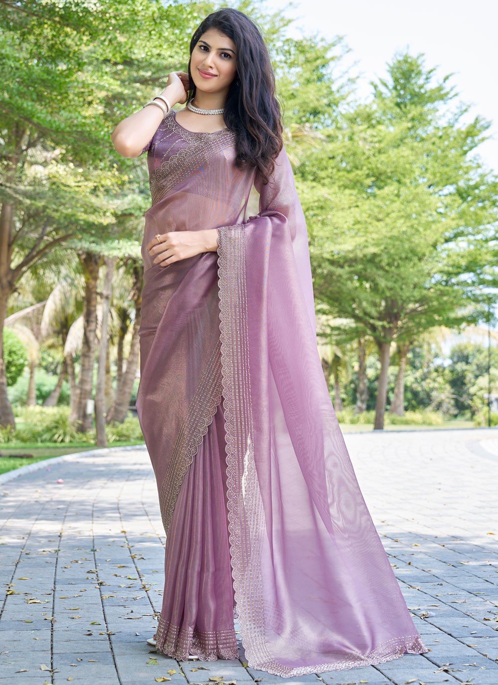 Beads, Cutdana, Swarovski Cotton Silk Saree - S11617