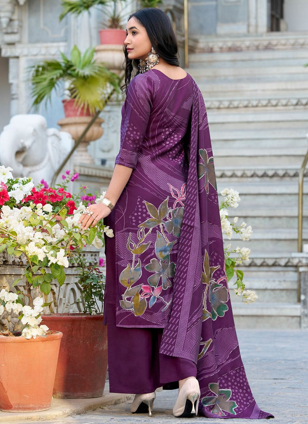 Beads Silk Palazzo Suit - T4627