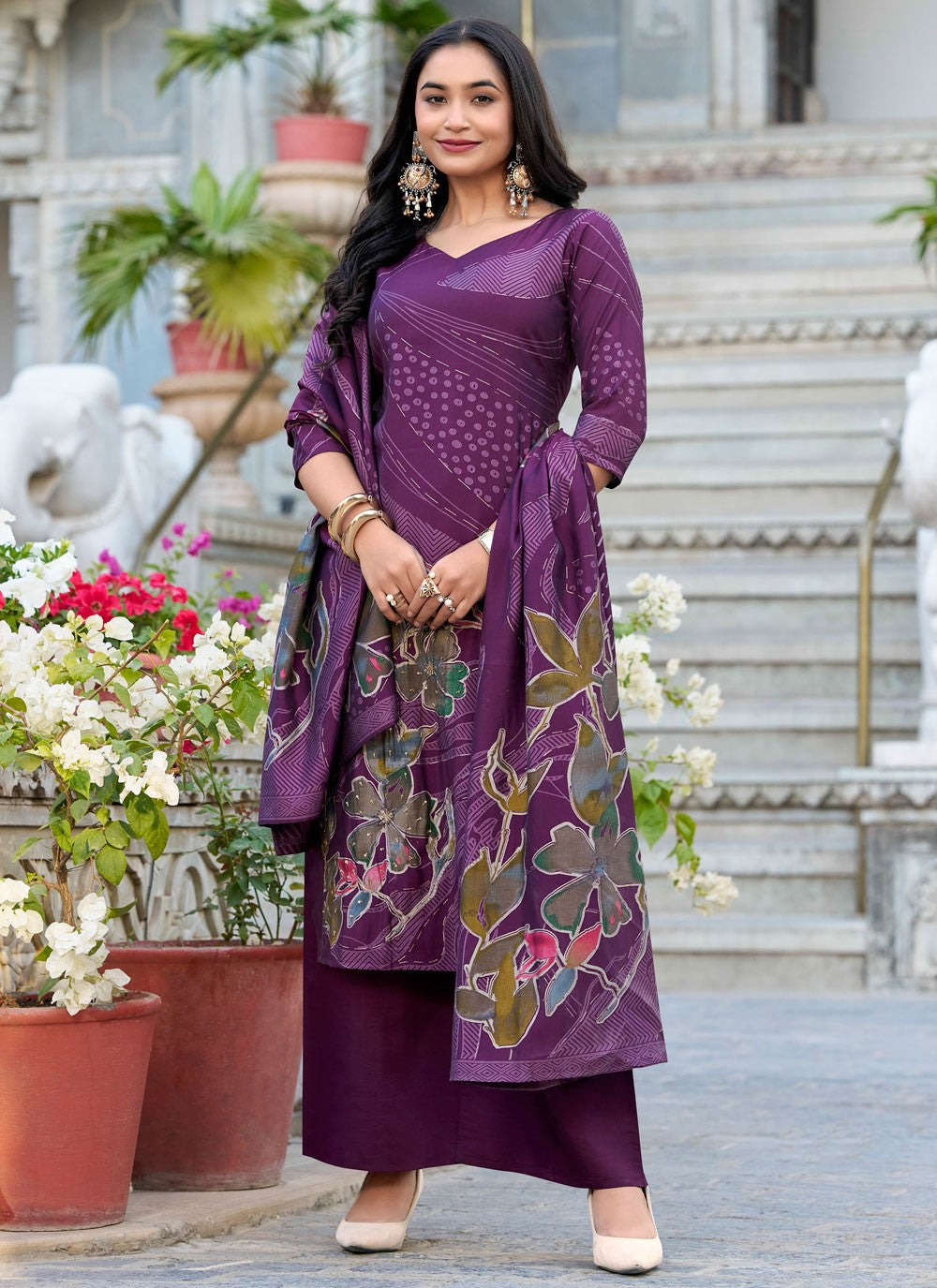 Beads Silk Palazzo Suit - T4627