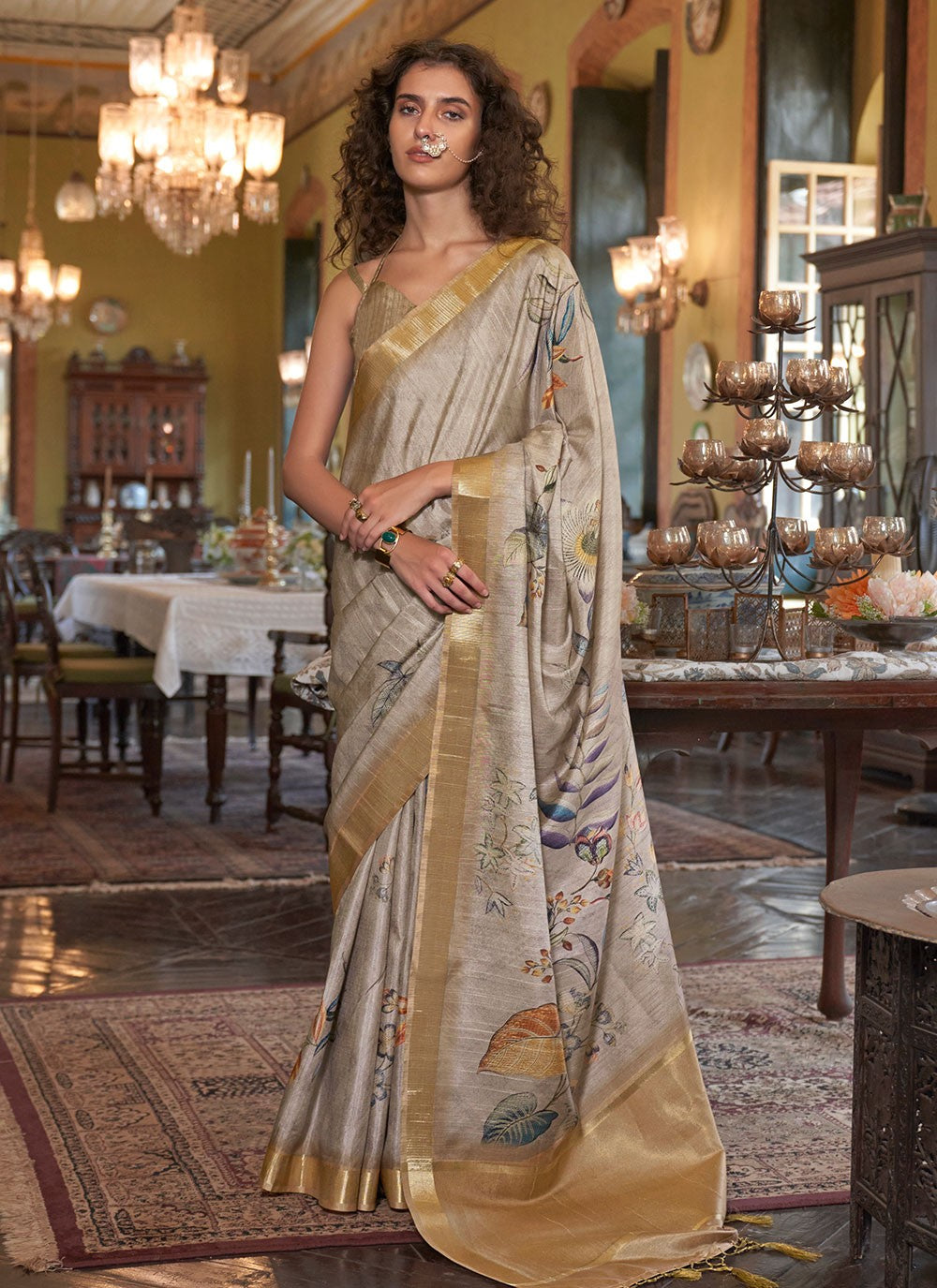 Casual Digital Print Banarasi Silk Saree - S6101