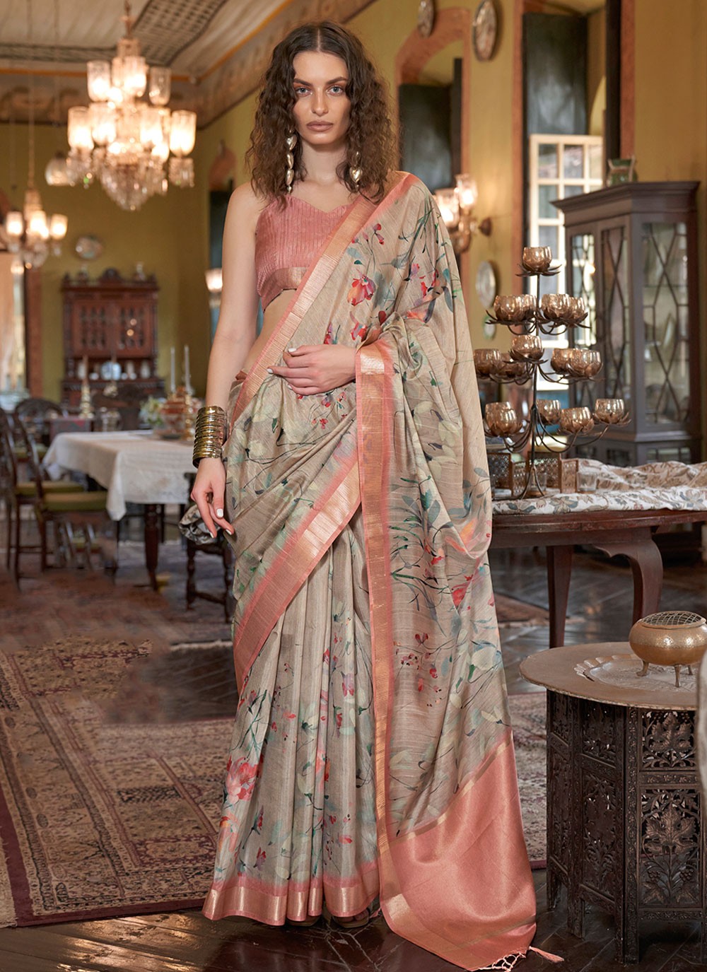 Casual Digital Print Banarasi Silk Saree - S6101