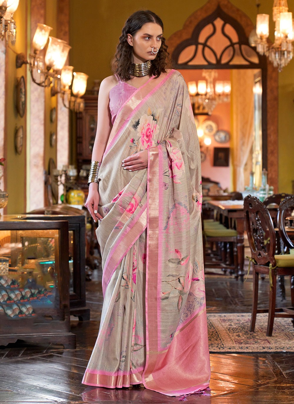 Casual Digital Print Banarasi Silk Saree - S6101