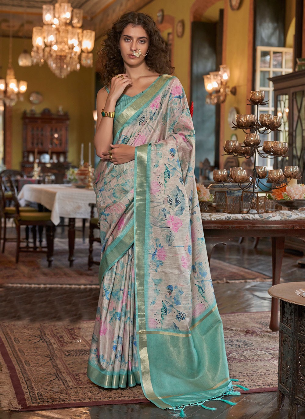 Casual Digital Print Banarasi Silk Saree - S6101