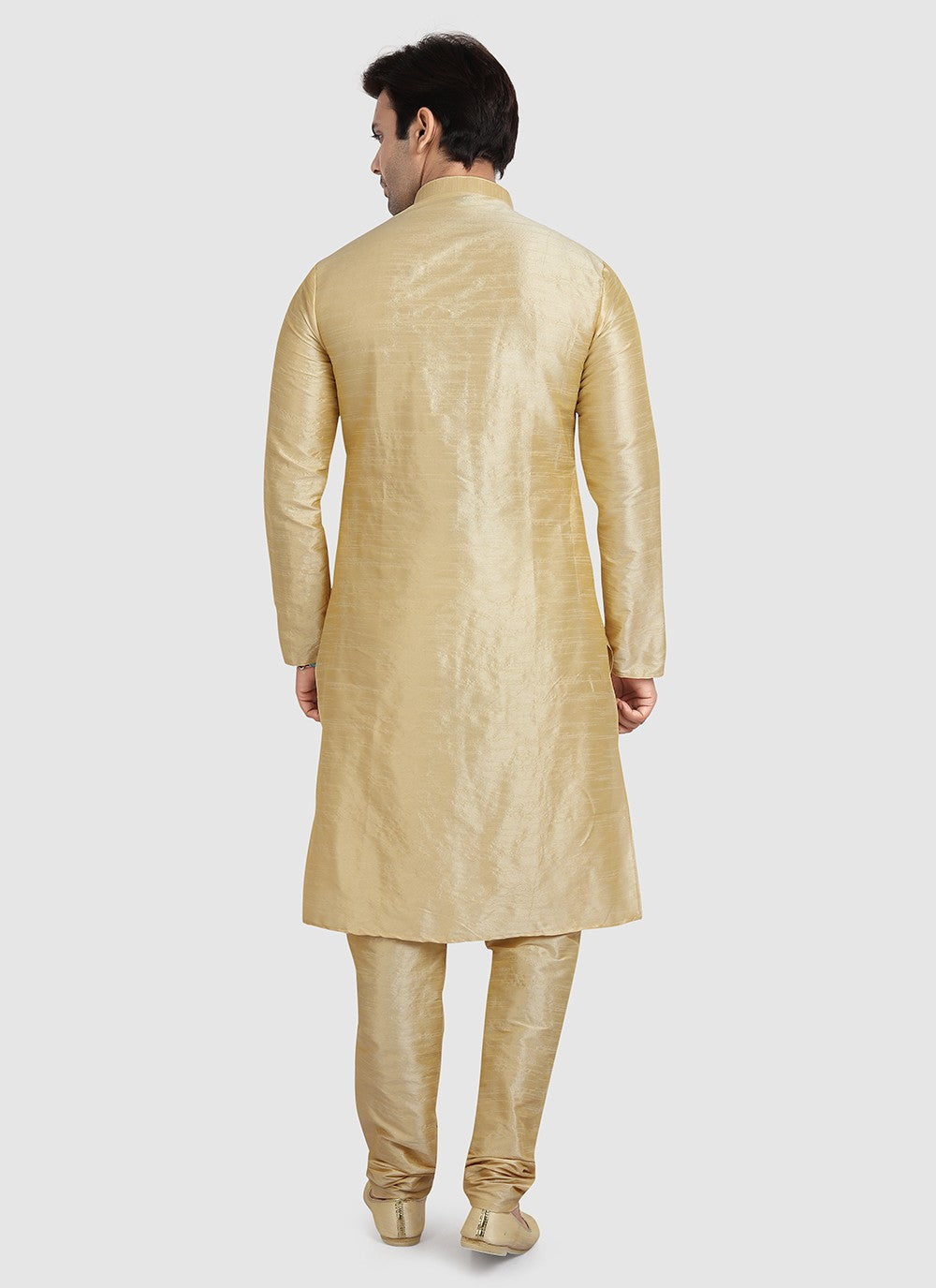 Plain Art Silk Beige Kurta Pyjama - M3406