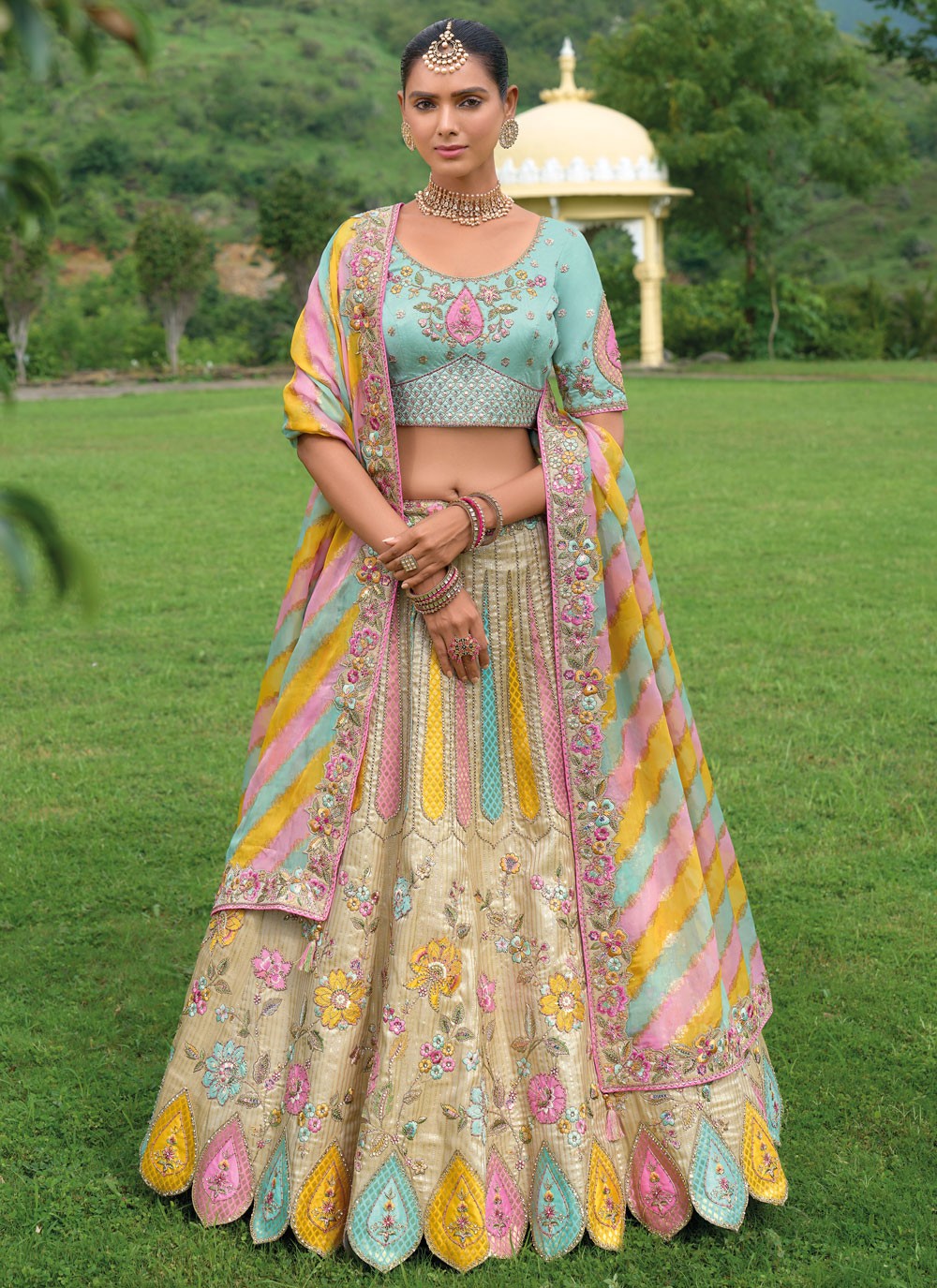 Embroidered Silk Lehenga - L3142