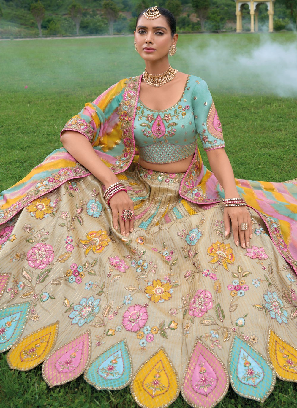 Embroidered Silk Lehenga - L3142