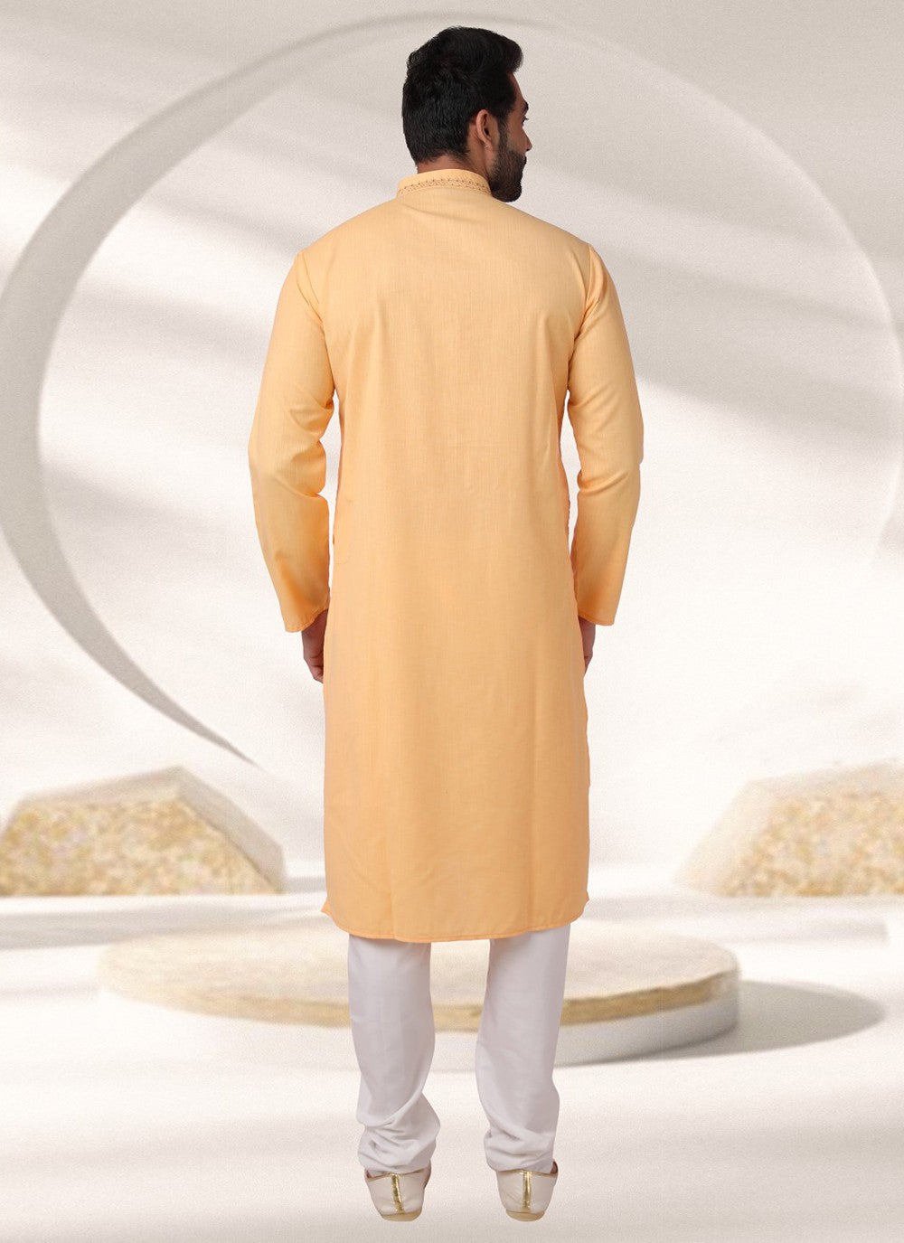 Embroidered Cotton , Rayon Beige Kurta Pyjama - M7001