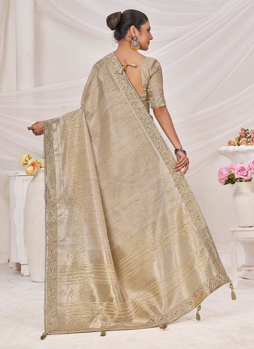 Classic Embroidered Silk Saree - S6750