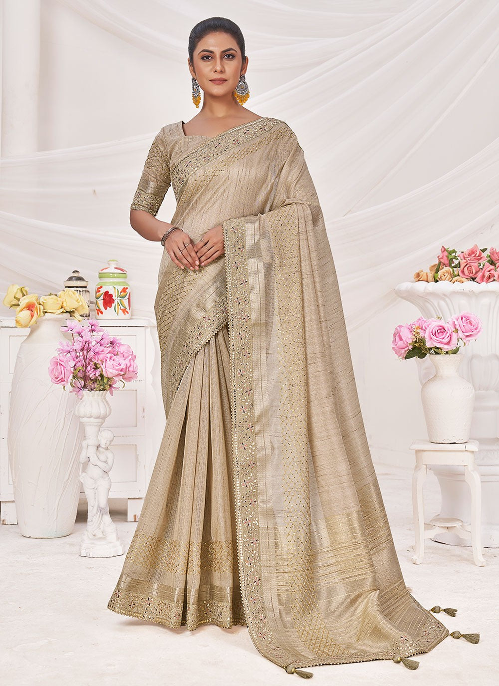 Classic Embroidered Silk Saree - S6750