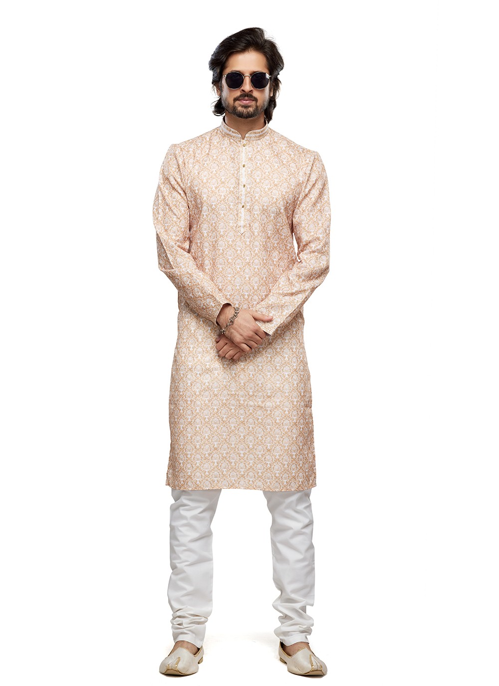 Digital Print Cotton Beige Kurta Pyjama - M6741