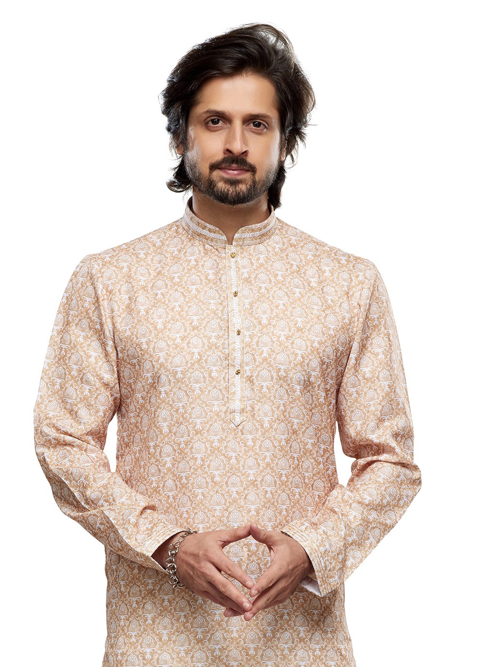 Digital Print Cotton Beige Kurta Pyjama - M6741