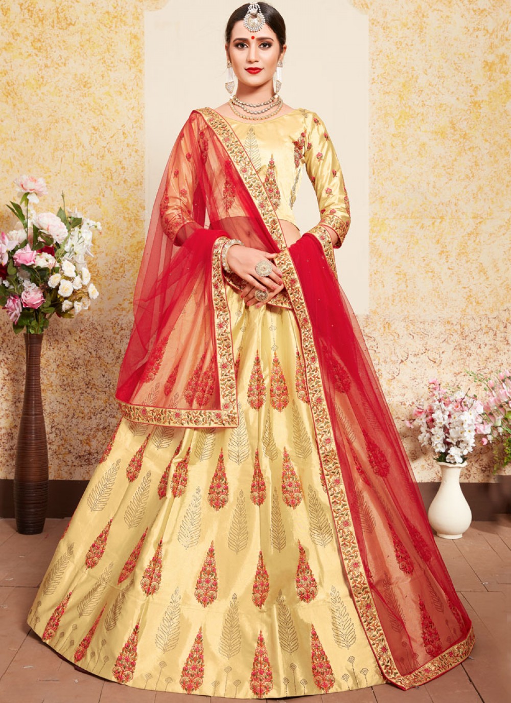 Swarovski Satin A - Line Lehenga - L0012