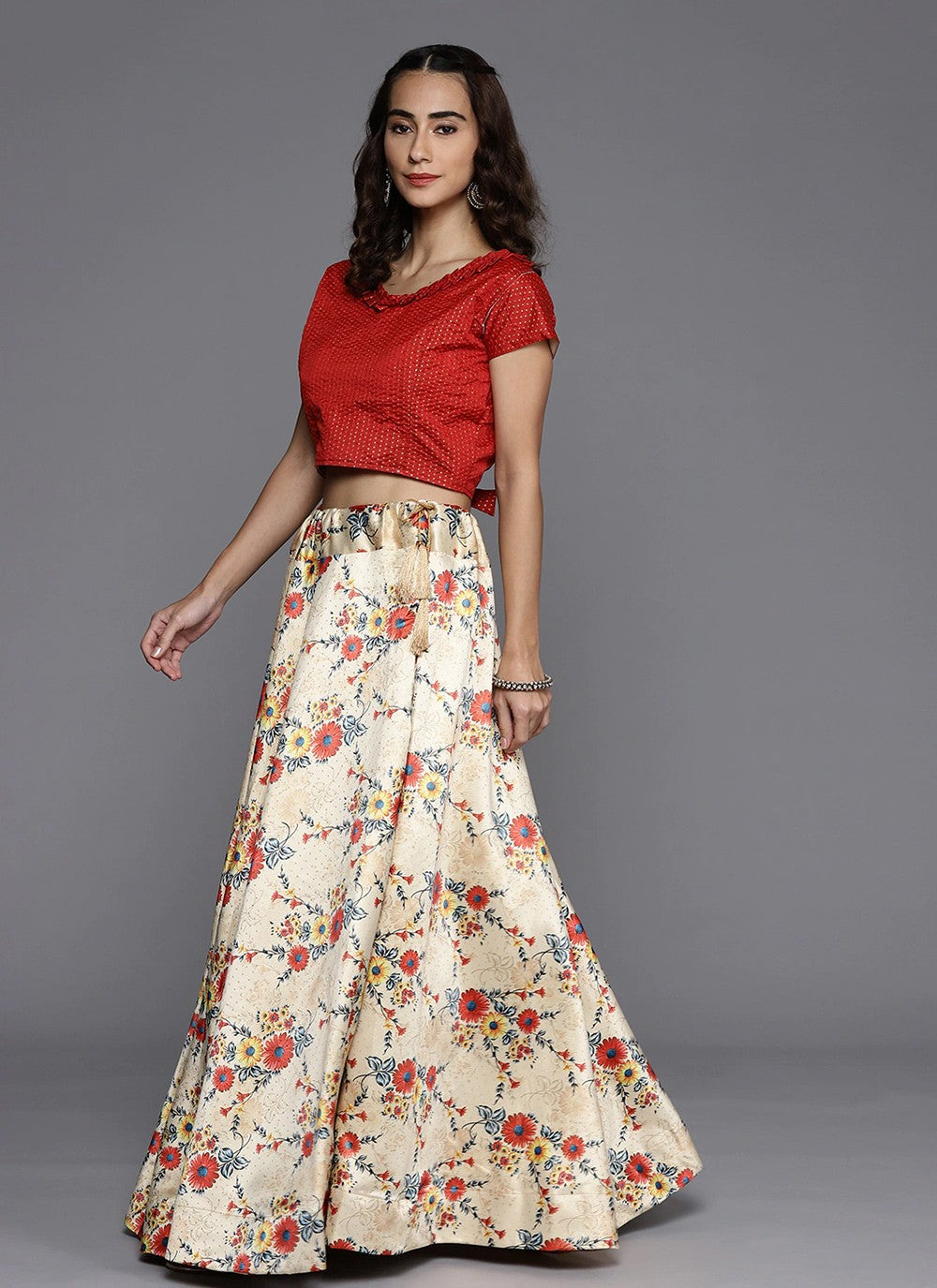 Digital Print Satin Silk A - Line Lehenga - L2124