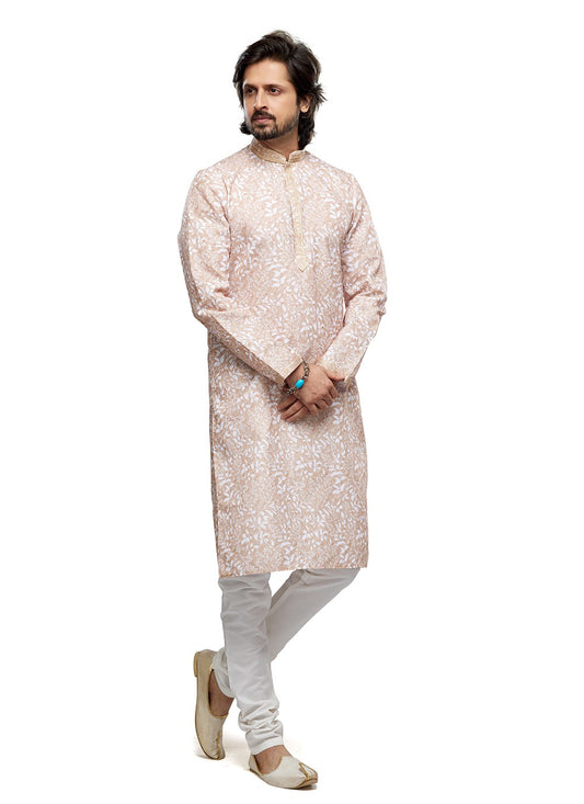 Digital Print Cotton Beige Kurta Pyjama - M6732