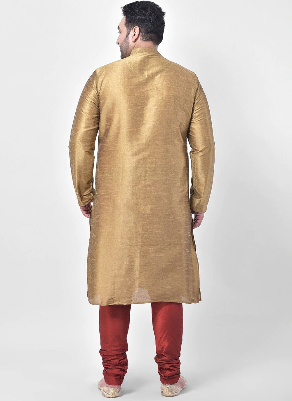 Plain Dupion Silk Beige Kurta Pyjama - M2662