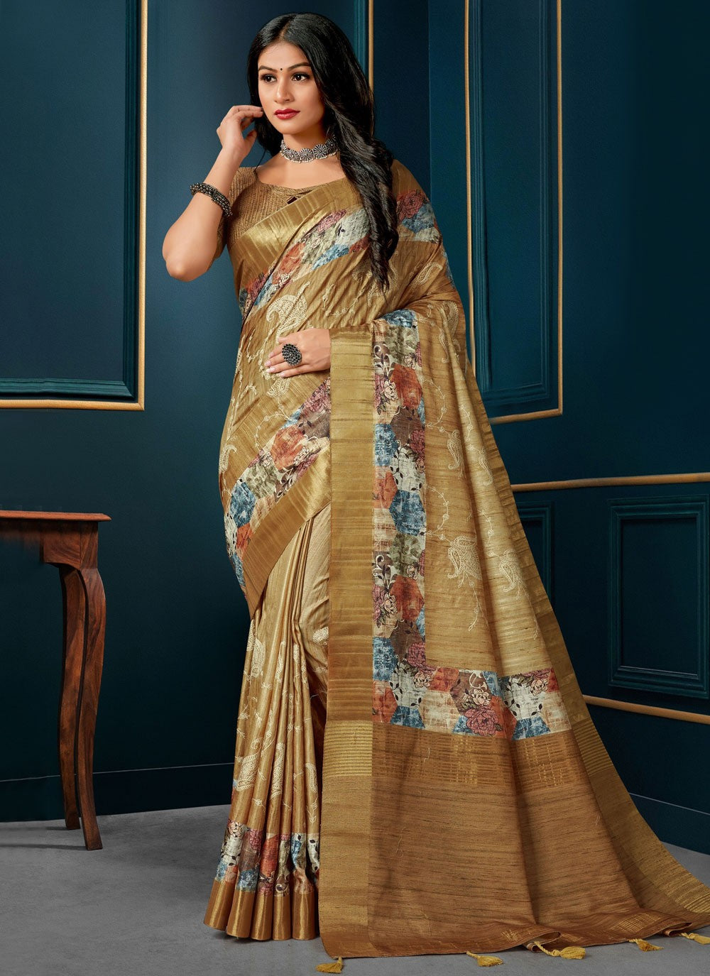 Classic Digital Print Silk Saree - S4691