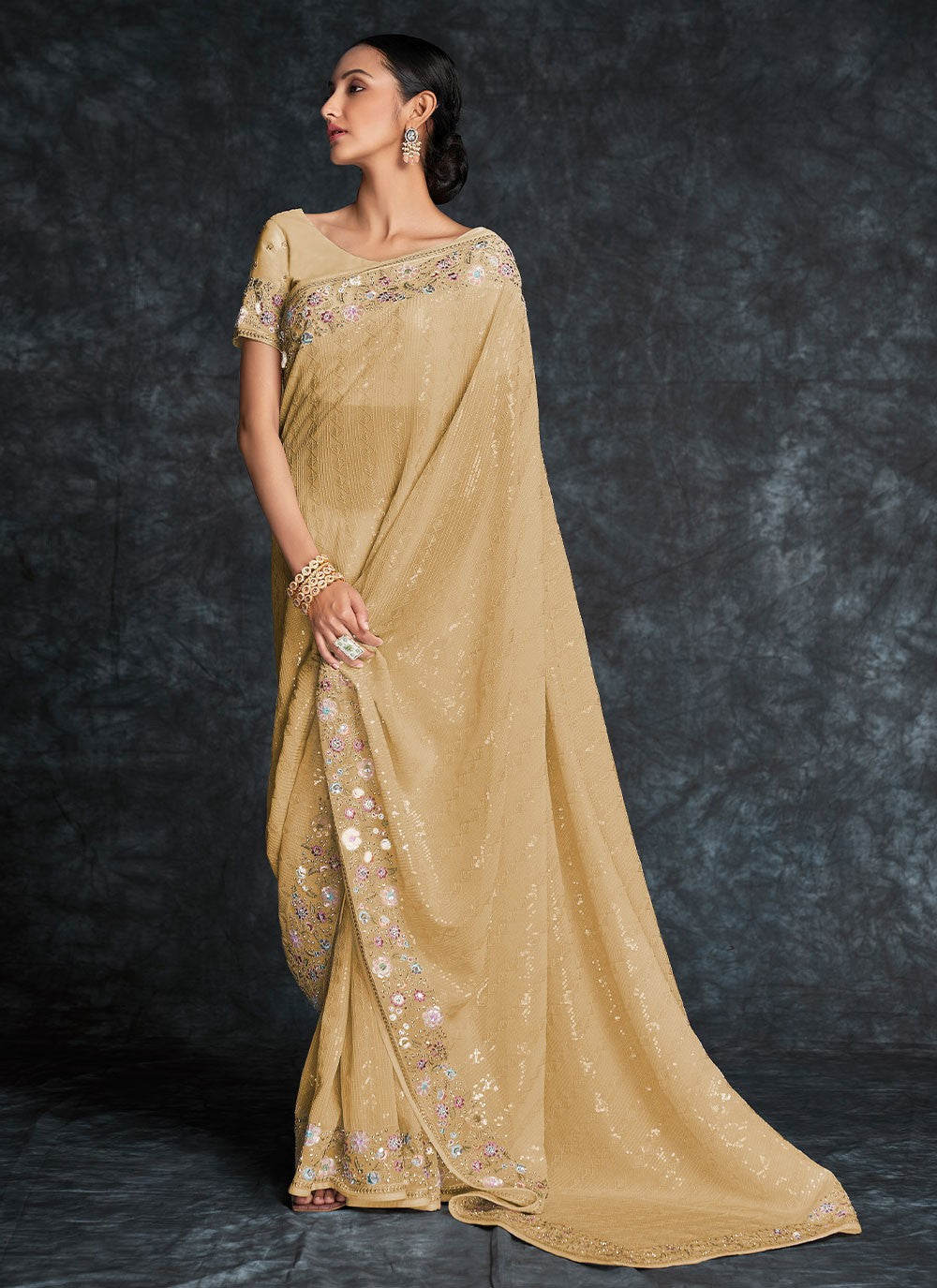 Saree Embroidered Georgette Saree - S2663