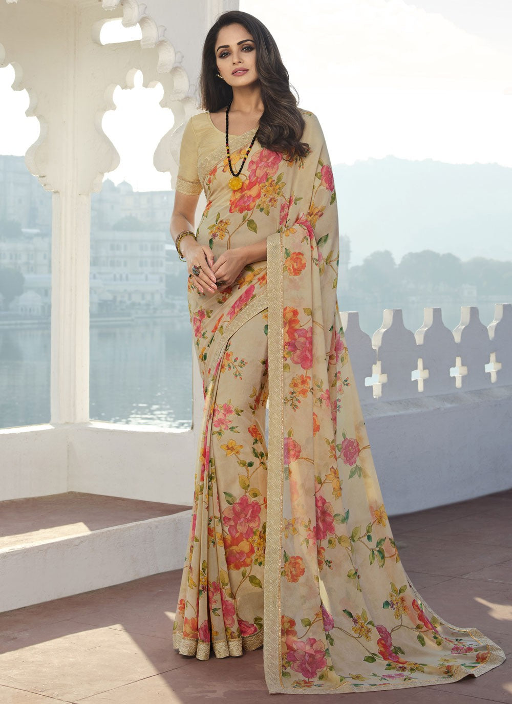 Trendy Printed Georgette Saree - S2890