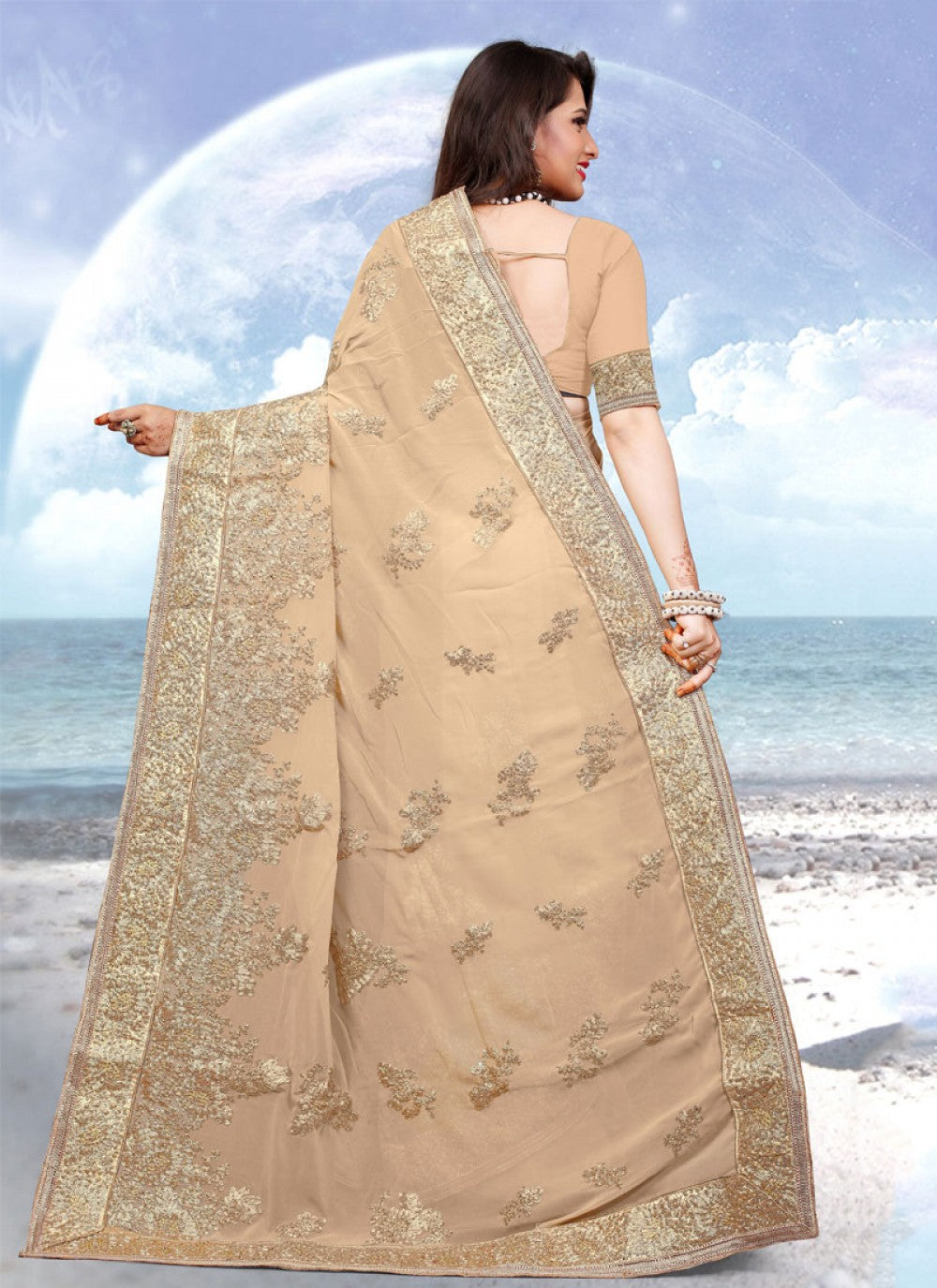 Classic Embroidered Georgette Saree - S0294