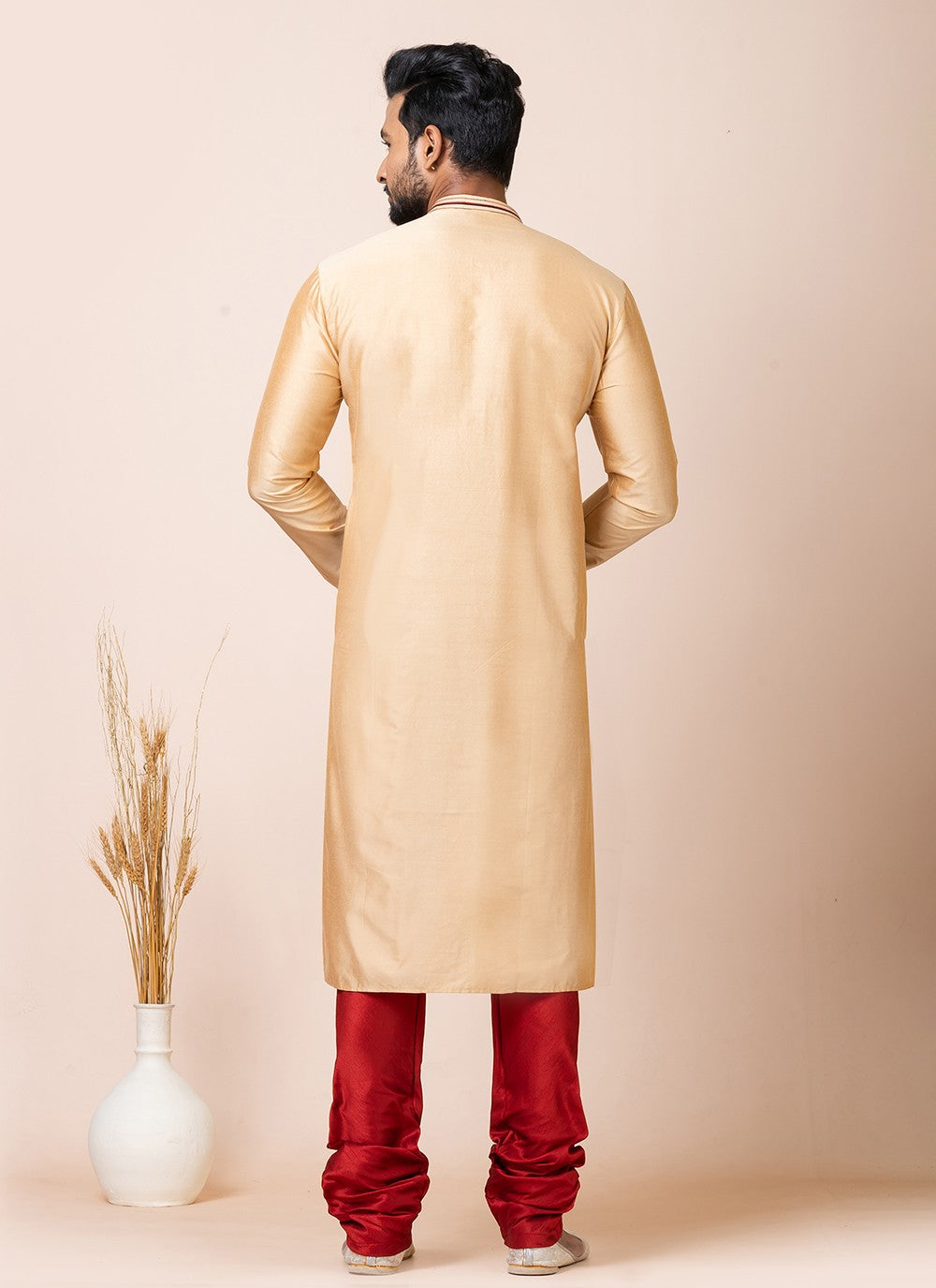 Lace Viscose Beige Kurta Pyjama - M7523