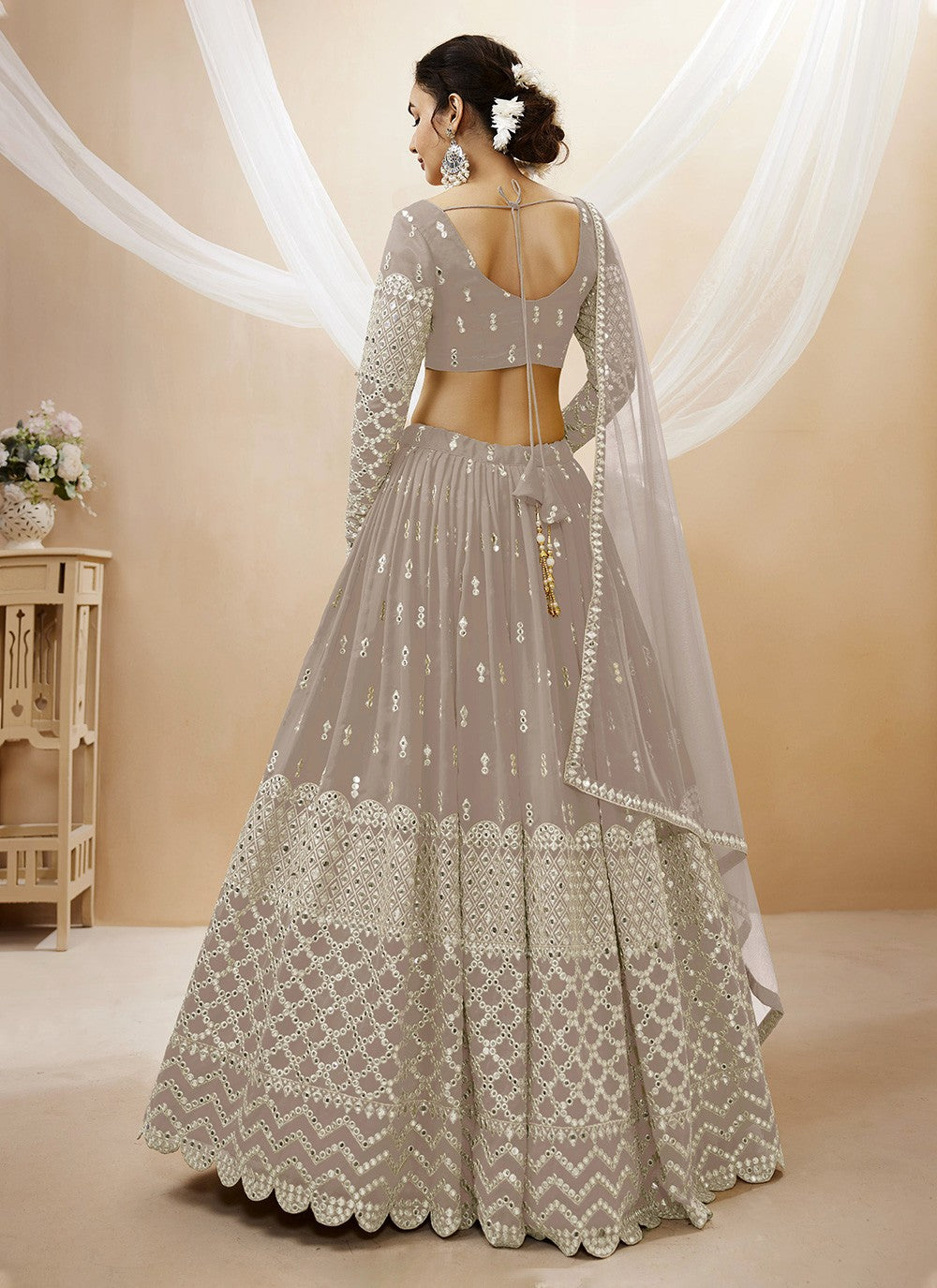 Embroidered Georgette A - Line Lehenga - L1031