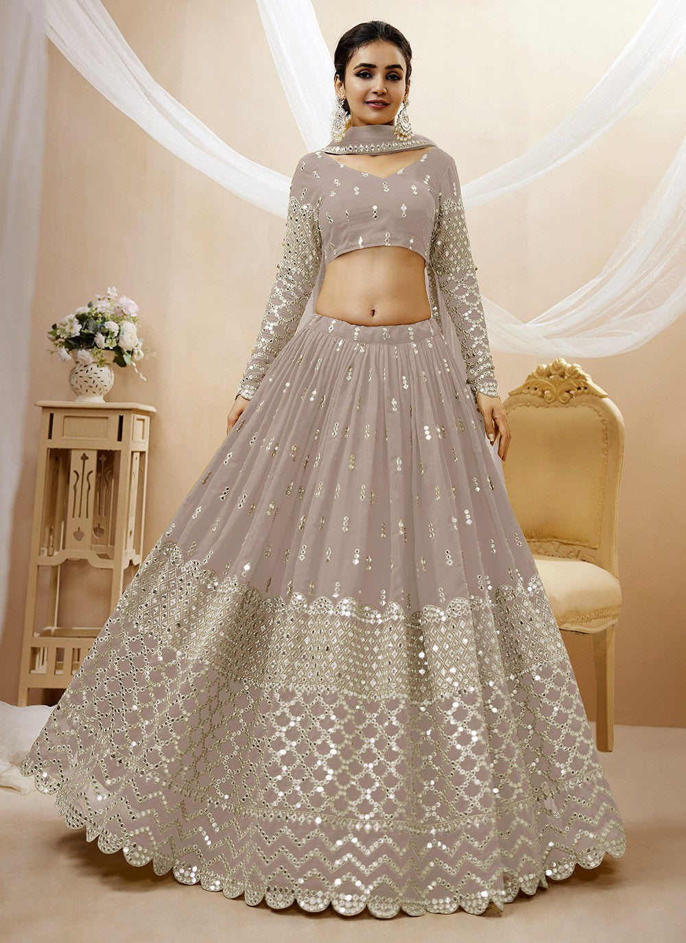 Embroidered Georgette A - Line Lehenga - L1031